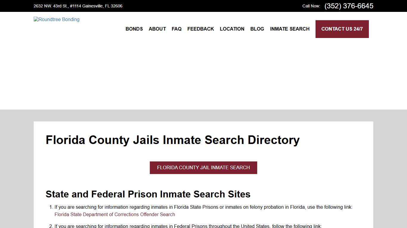 Florida County Jails Inmate Search Directory