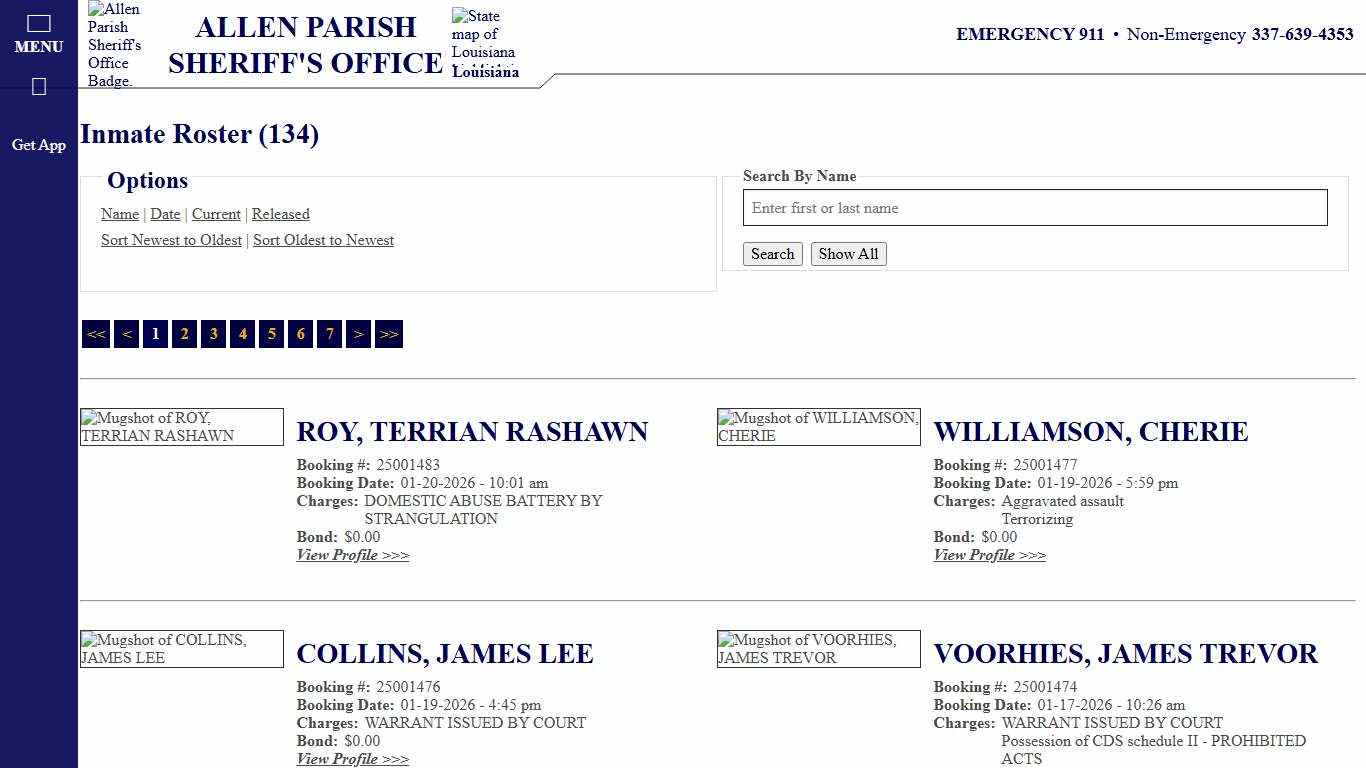 Inmate Roster - Current Inmates Booking Date Descending - Allen Parish Sheriff's Office